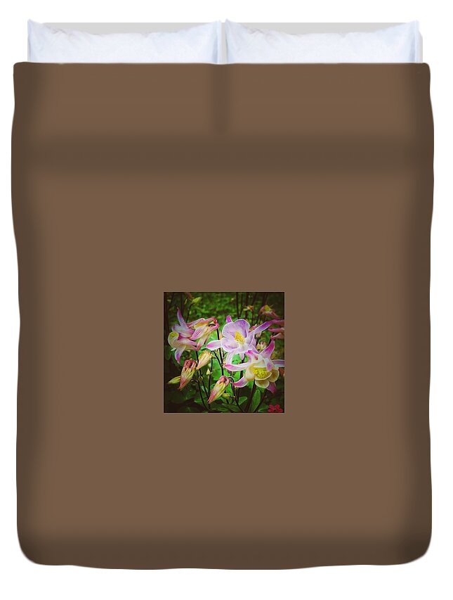 Sweet Columbine Duvet Cover featuring the photograph Granny's Bonnet by Mark Egerton