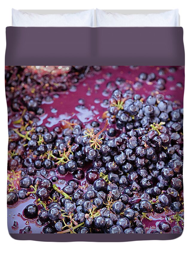 Grape Duvet Cover featuring the photograph Grape Stomp in Wine Country by Carolyn Ann Ryan
