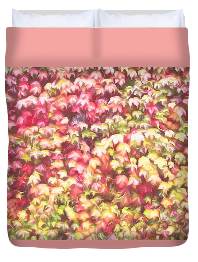 Pattern Duvet Cover featuring the photograph Grape vine leaves texture and background by Alessandra RC