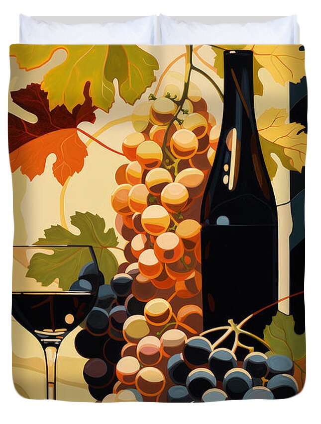 Grapes Duvet Cover featuring the painting Grape Wall Art by Lourry Legarde