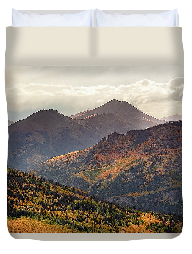 Colorado Duvet Cover featuring the photograph Grassy Mountain and Red - San Juan Mountains by Aaron Spong