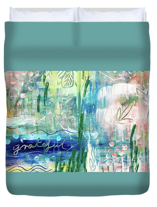 Grateful Duvet Cover featuring the painting Grateful by Claudia Schoen