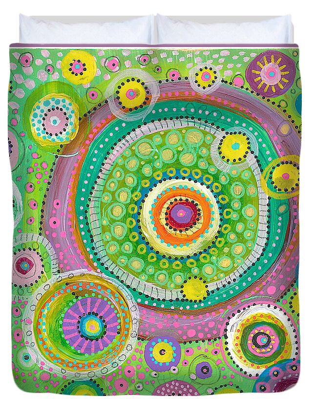 Circles Painting Duvet Cover featuring the painting Gratitude by Tanielle Childers