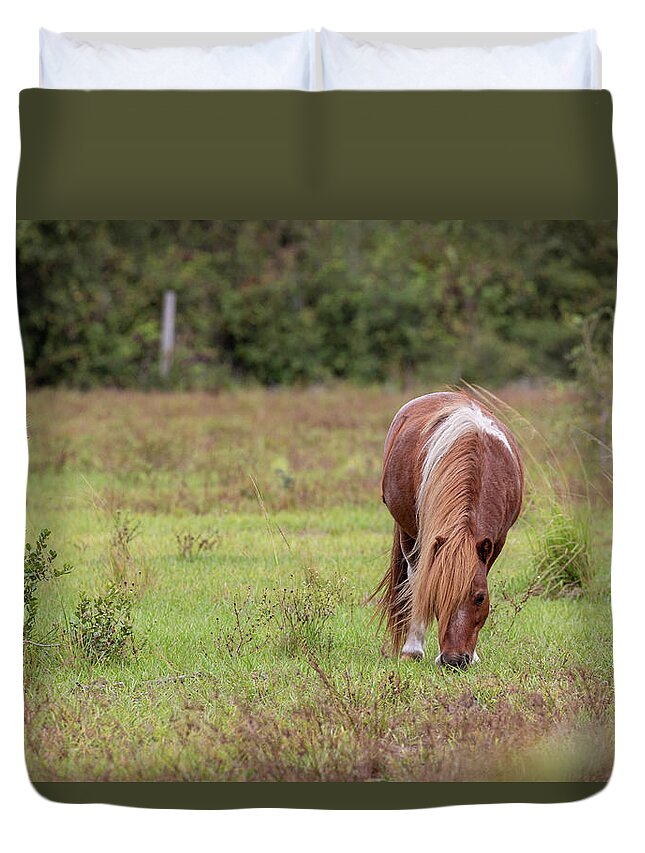 Camping Duvet Cover featuring the photograph Grazing Horse #291 by Michael Fryd