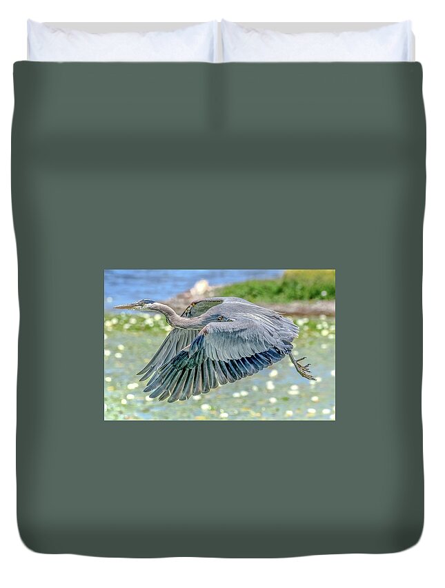 Blue Heron Duvet Cover featuring the photograph Great Blue Heron by Jerry Cahill