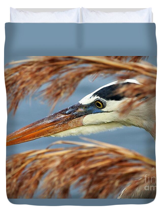 Great Blue Heron Duvet Cover featuring the photograph Great Blue Heron by Joanne Carey