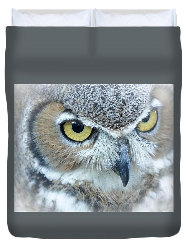 Owl Duvet Cover featuring the photograph Great Horned Owl by Susan Rydberg