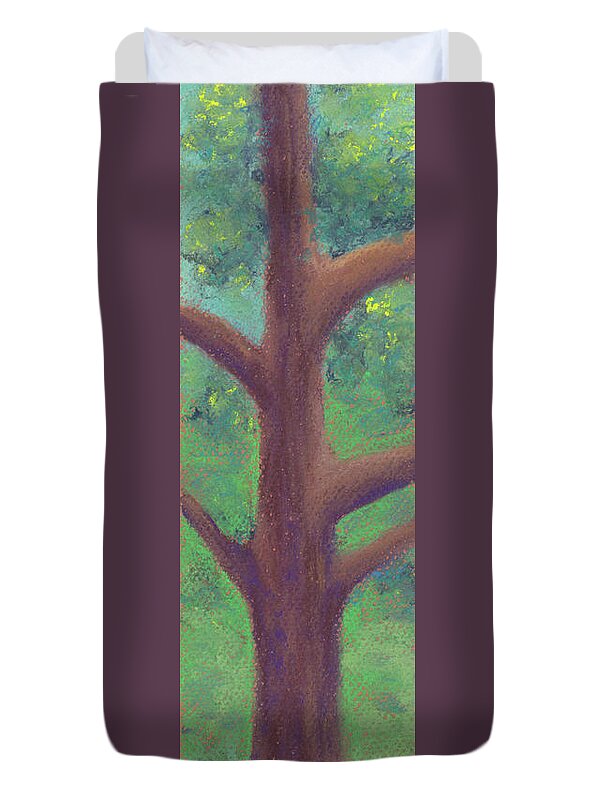 Trees Duvet Cover featuring the pastel Great Tall Tree by Anne Katzeff