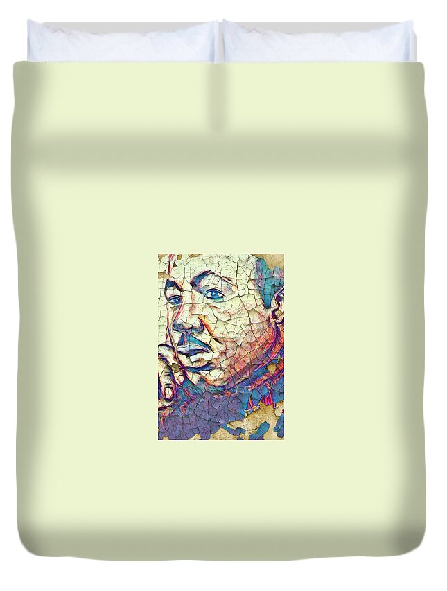  Duvet Cover featuring the mixed media Greatness by Angie ONeal