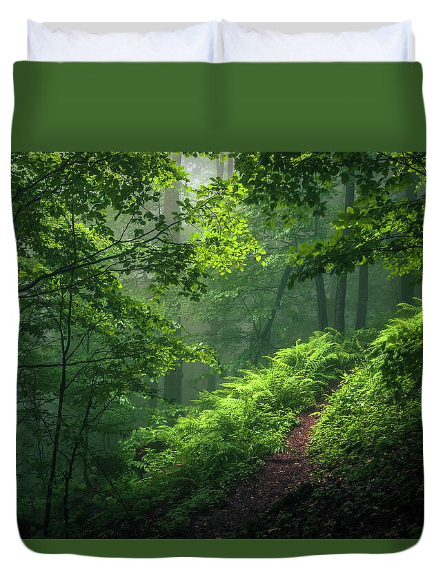 Mountain Duvet Cover featuring the photograph Green Forest by Evgeni Dinev