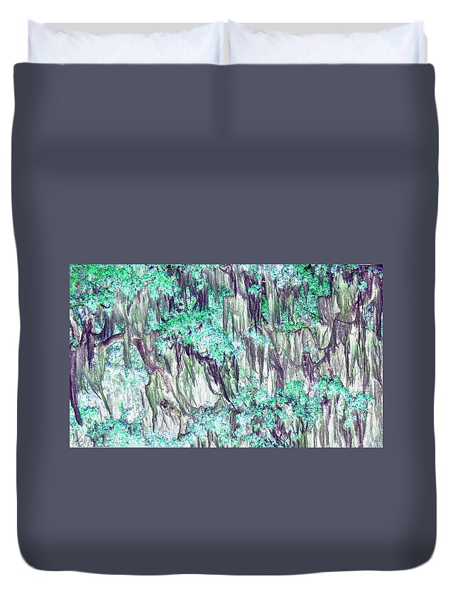 Trees Duvet Cover featuring the photograph Green Moss by Missy Joy