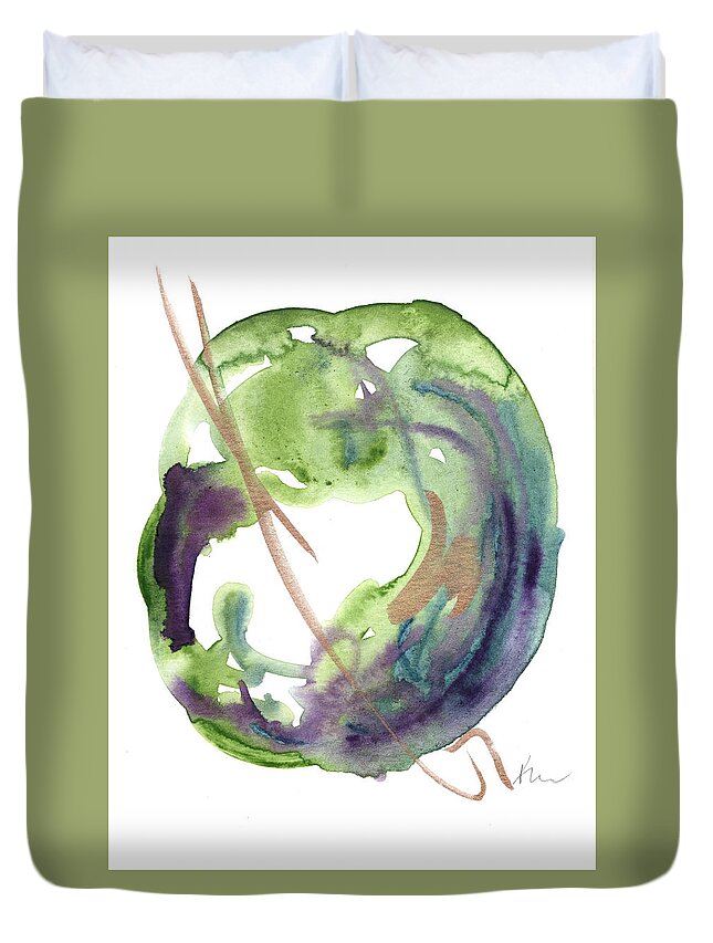Green Duvet Cover featuring the painting Greeting Card 5 by Katrina Nixon