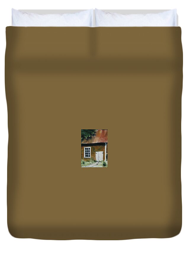 Window Duvet Cover featuring the painting Grenville Shed by Mary Ellen Mueller Legault