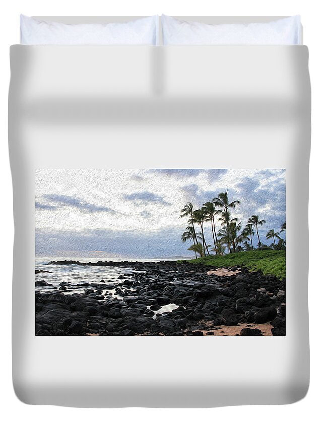 Hawaii Duvet Cover featuring the photograph Grey Sunset Painting by Robert Carter