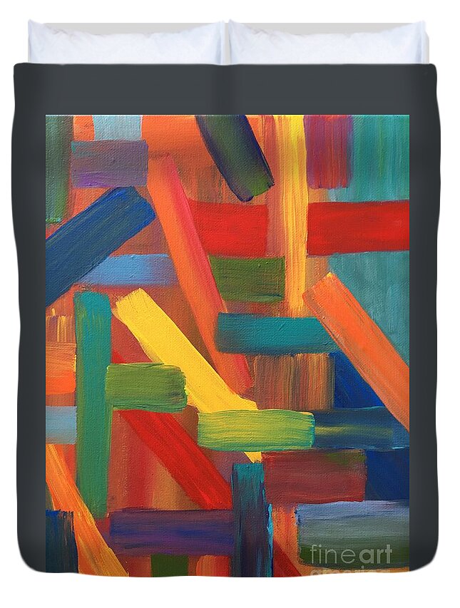 Color Duvet Cover featuring the painting Grid Iron by Debora Sanders