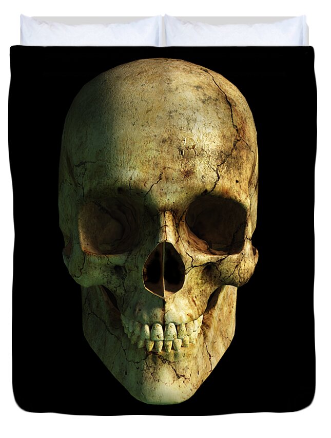 Grinning Skull Duvet Cover featuring the digital art Grinning Skull by Daniel Eskridge