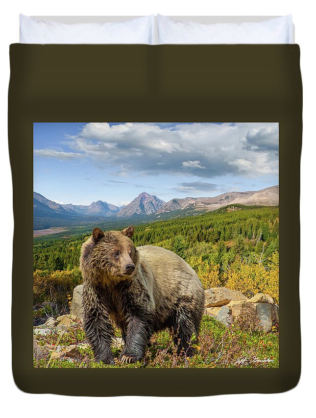 Adult Duvet Cover featuring the photograph Grizzly Bear in Glacier National Park by Jeff Goulden