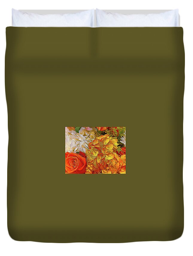 Flowers Duvet Cover featuring the photograph Grocery Flowers September by Georgette Grossman