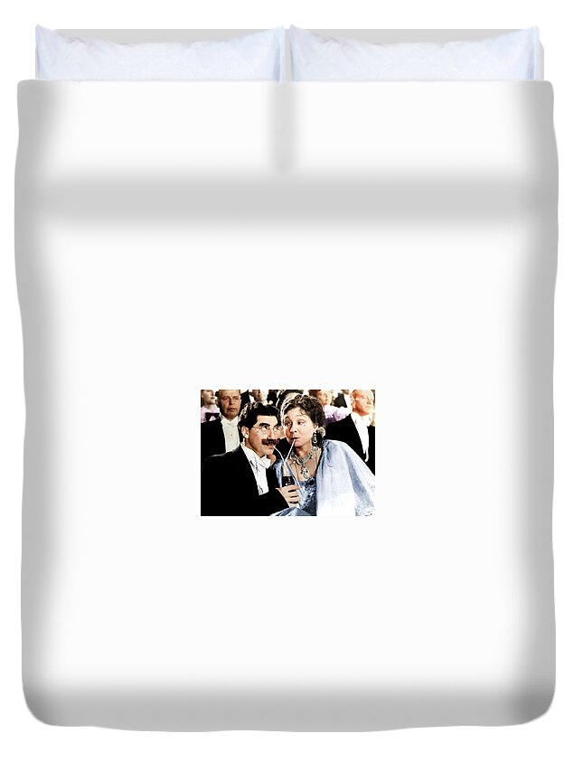Groucho Duvet Cover featuring the photograph Groucho Marx and Margaret Dumont by Stars on Art
