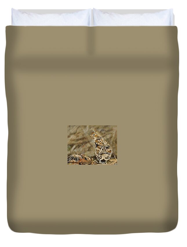 Grouse Duvet Cover featuring the painting Grouse in the woods by Walt Maes