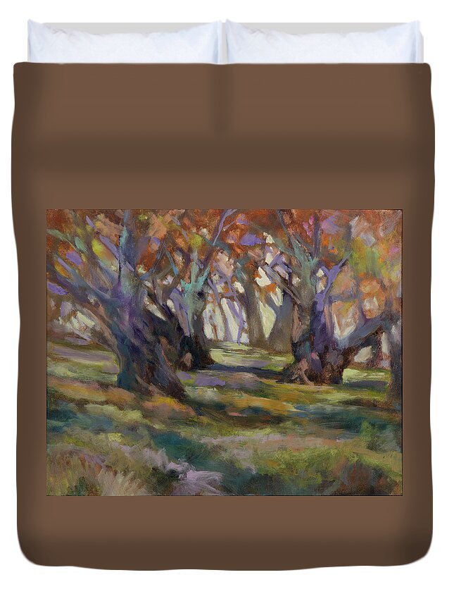 Plein Air Duvet Cover featuring the painting Grove by Carol Klingel