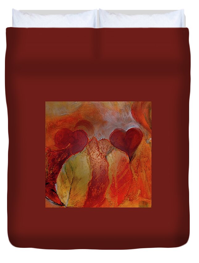 Growing Duvet Cover featuring the painting Growing Heart by Lisa Kaiser
