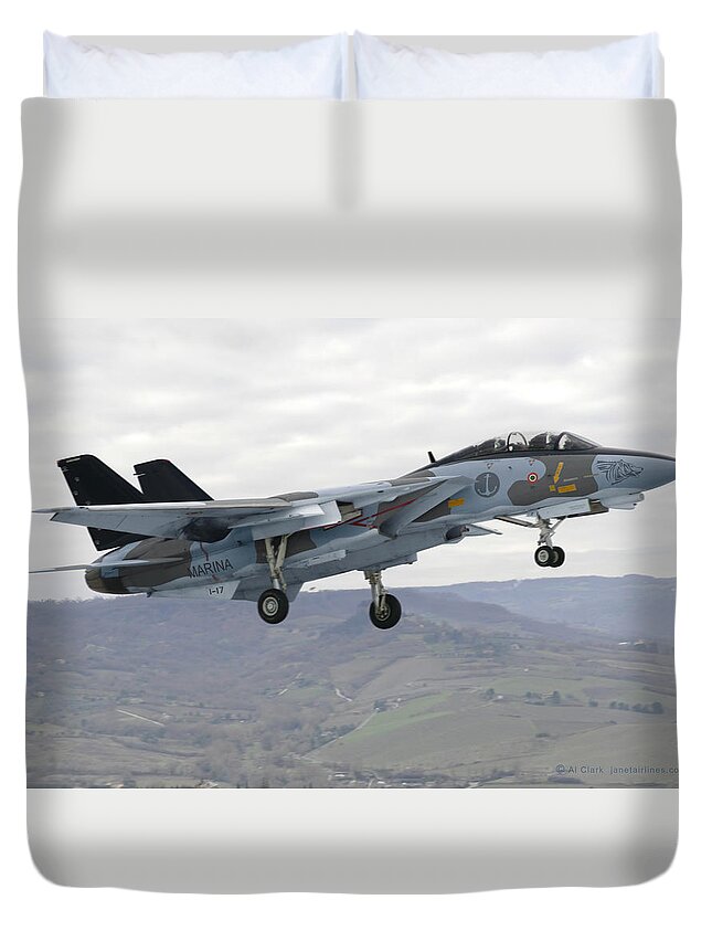 Tomcat Duvet Cover featuring the digital art Grumman F-14AN Micio by Custom Aviation Art