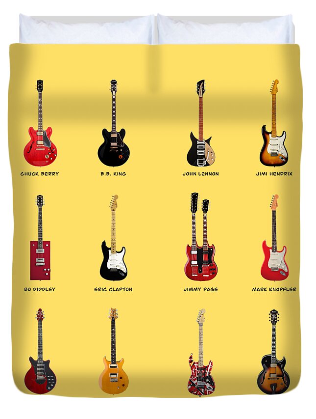 Fender Stratocaster Duvet Cover featuring the photograph Guitar Icons No1 by Mark Rogan