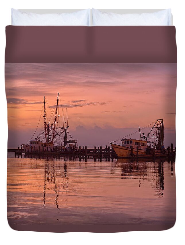 Shrimp Boats Duvet Cover featuring the photograph Gulf and Bay Shrimpers by Ty Husak