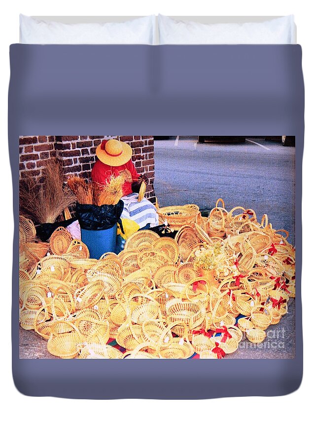 Gullah Duvet Cover featuring the photograph Sweet Grass Basket Maker by Victor Thomason