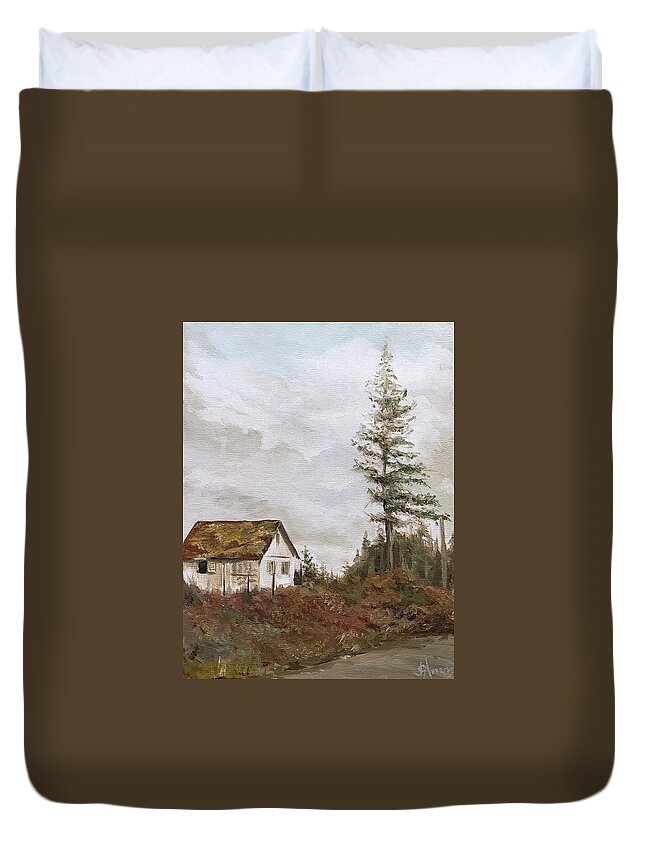Old Shed Duvet Cover featuring the painting Gunderson by James Andrews