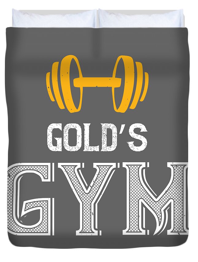 Gym Lover Gift Gold's Gym Workout Duvet Cover by Jeff Creation