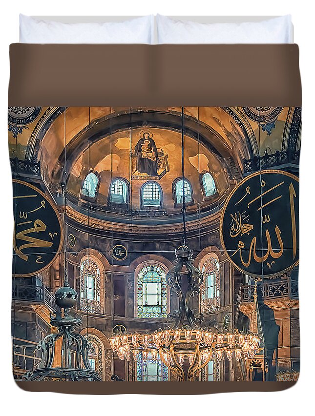 Turkey Duvet Cover featuring the photograph Hagia Sophia by Manjik Pictures