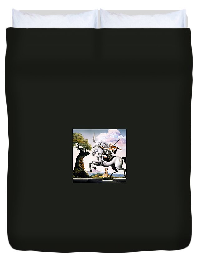  Duvet Cover featuring the mixed media Hahnkyrie by Bencasso Barnesquiat