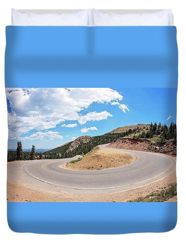 Pikes Peak Duvet Cover featuring the photograph Hairpin Turn by Travis Rogers