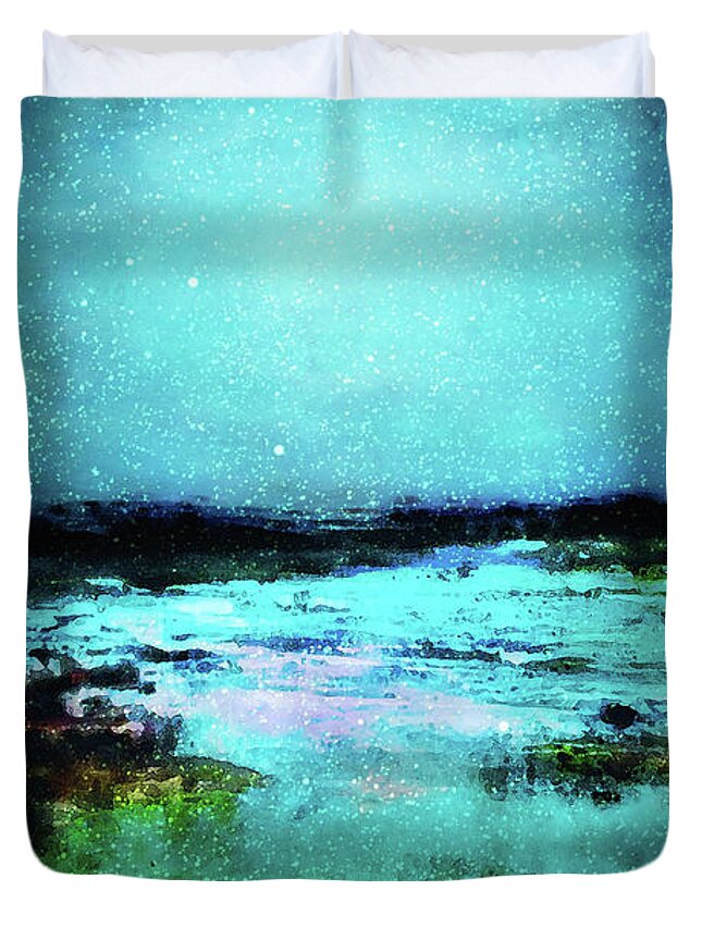 Halcyon Duvet Cover featuring the digital art Halcyon Evening By the Water by Neece Campione