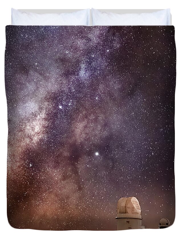 Haleakala Duvet Cover featuring the photograph Milky Way Over Haleakala Observatory by James Capo
