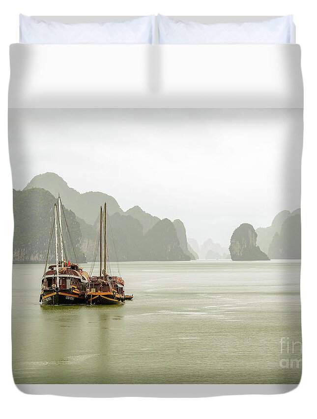 Landscape Duvet Cover featuring the photograph Halong Bay Vista 01 by Werner Padarin