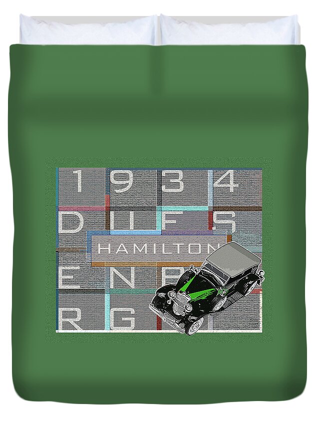 Hamilton Collection Duvet Cover featuring the digital art Hamilton Collection / 1934 Duesenberg by David Squibb