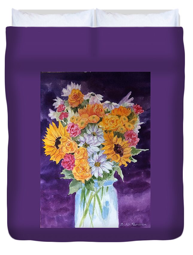 Flowers Duvet Cover featuring the painting Happy Birthday by Barbara Parisien