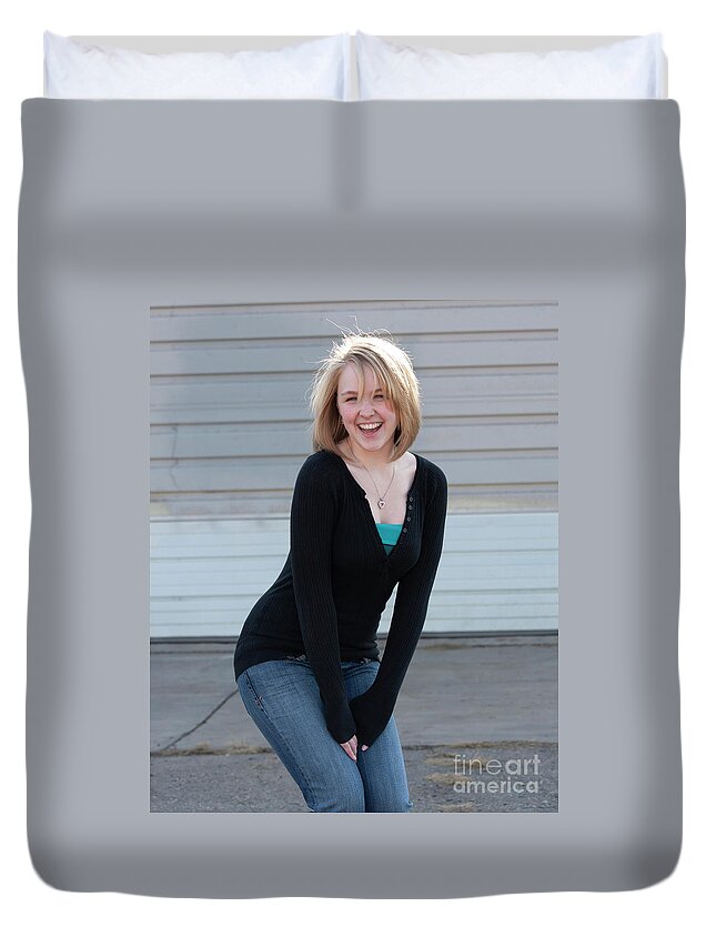 Casual Duvet Cover featuring the photograph Happy Blonde by Steven Krull