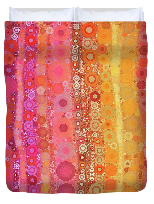 Circles Duvet Cover featuring the digital art Happy Bubbles Abstract by Peggy Collins