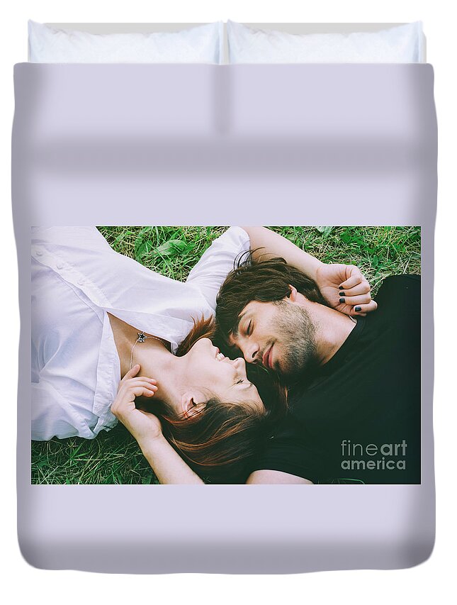 Couple Duvet Cover featuring the photograph Happy Couple by Jelena Jovanovic