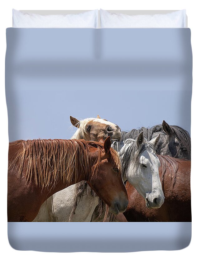 Panorama Duvet Cover featuring the photograph Happy to be Here by Mary Hone