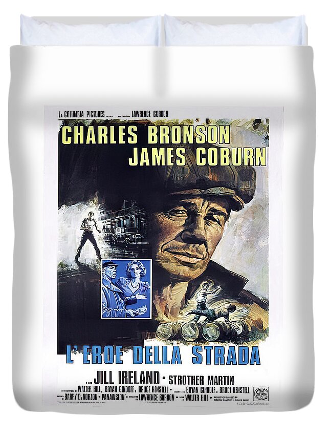 Hard Duvet Cover featuring the mixed media ''Hard Times'', with Charles Bronson, 1975 by Movie World Posters