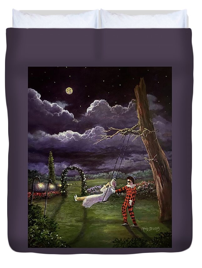 Harlequin Duvet Cover featuring the painting Harlequin by Rand Burns