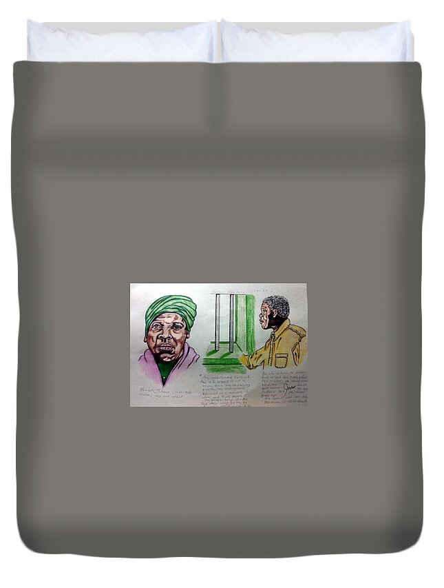 Black Art Duvet Cover featuring the drawing Harriet Tubman and Nelson Mandela by Joedee