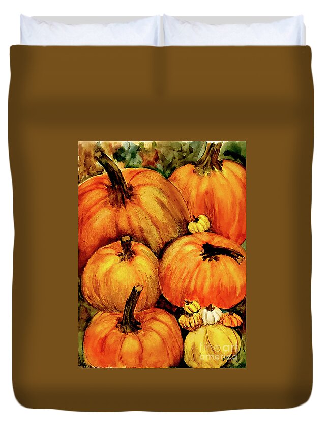 Eileen Kelly Duvet Cover featuring the painting Harvest and Happiness by Eileen Kelly