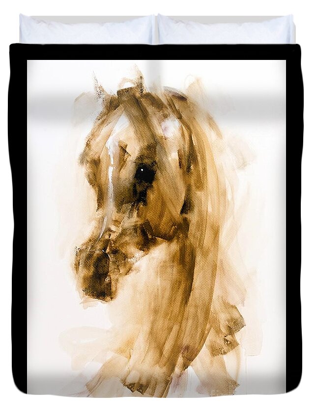 Equestrian Painting Duvet Cover featuring the painting Hasna by Janette Lockett
