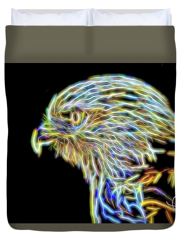 Cafe Art Duvet Cover featuring the digital art Hawk 3 by Ludwig Keck